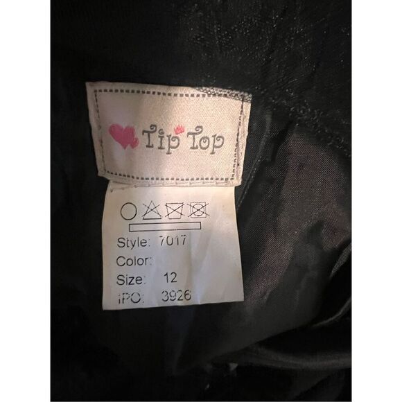 Tip Top Girls 12 Sleeveless Tulle Layer Formal Dress Gold Lace Applique Puffy - Picture 9 of 11